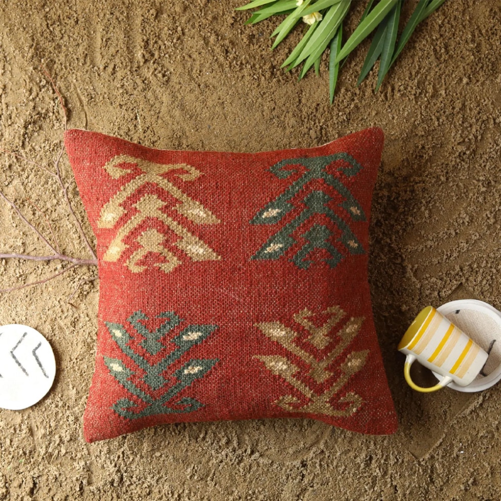 Red kilim pillow 18x18 - Image 2