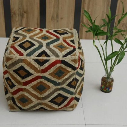 Aztec Style Kilim Pouf