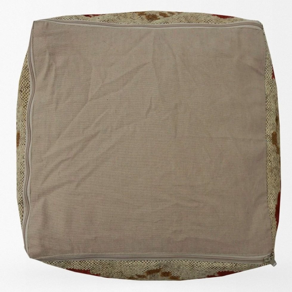 Beige Diamond Pattern Kilim Pouf