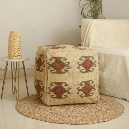 Berber wool kilim pouf