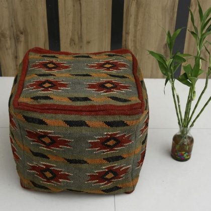 Casa Rust Kilim Pouf