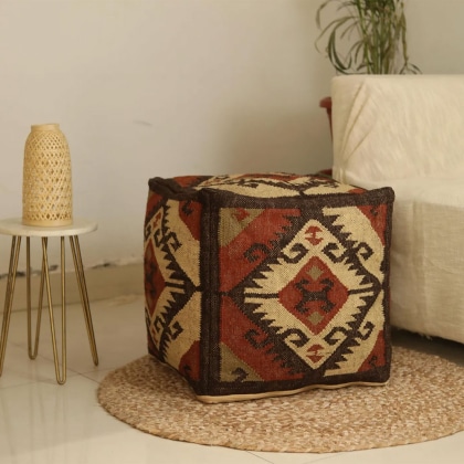 Handmade kilim pouf ottoman