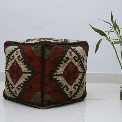 Handmade kilim pouf ottoman