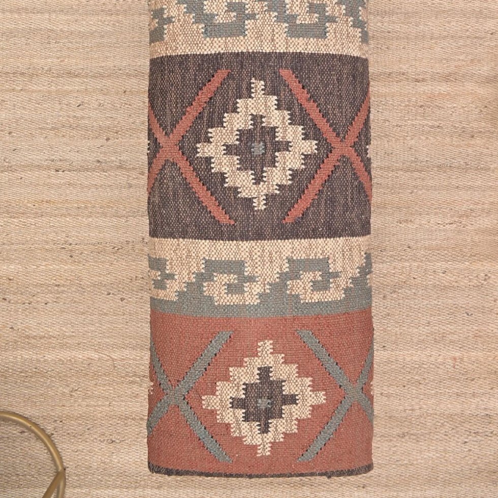 Oriental wool jute kilim ottoman bench