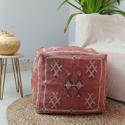 Red Moroccan Kilim Pouf