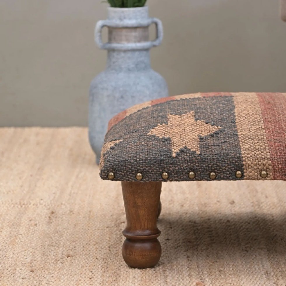 USA flag kilim footstool ottoman