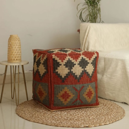 Vintage Kilim Pouf Cover Berber