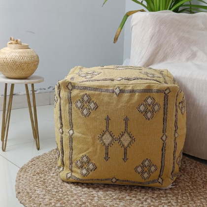 Yellow Moroccan Kilim Pouf