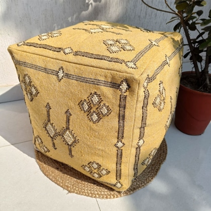 Yellow Moroccan Kilim Pouf