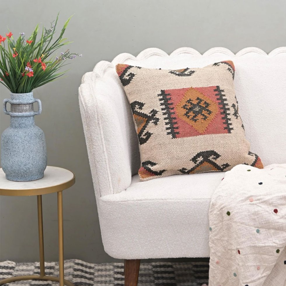 20x20 ivory ornate kilim pillow