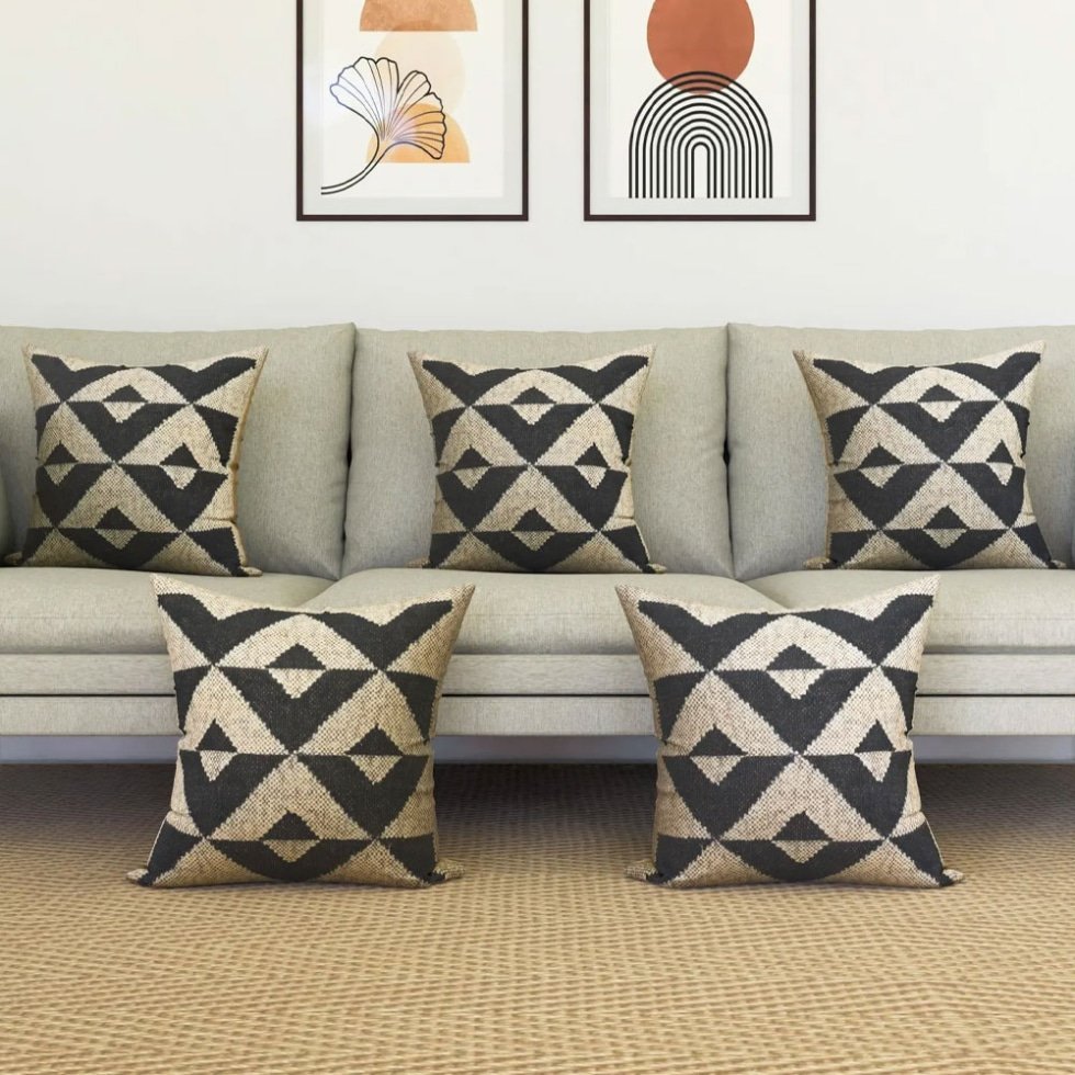 Black and white kilim pillows