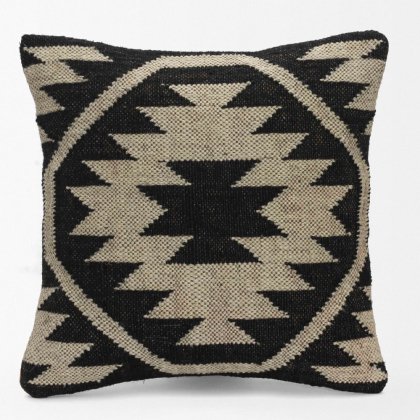 Black and white ornate kilim pillows