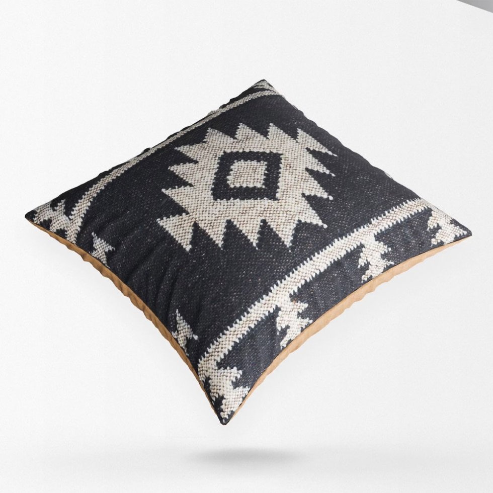 Black ornate kilim pillows