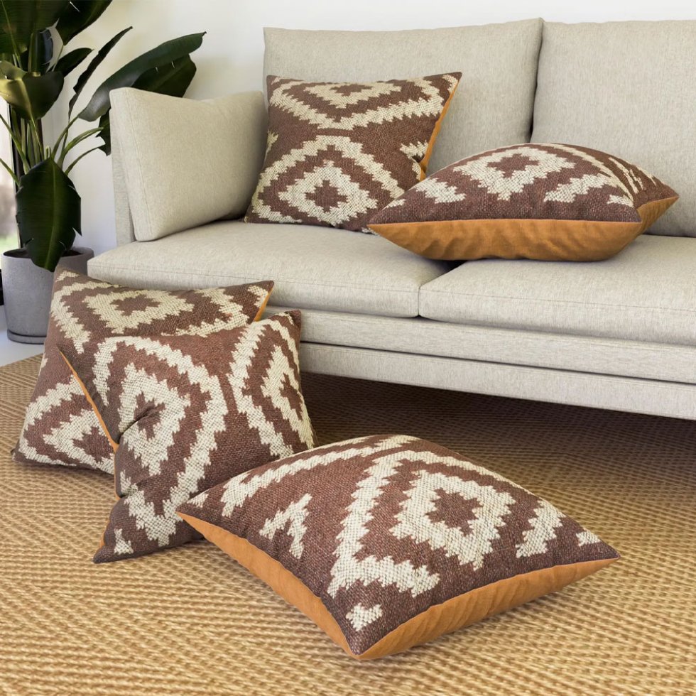 Brown diamond kilim pillows