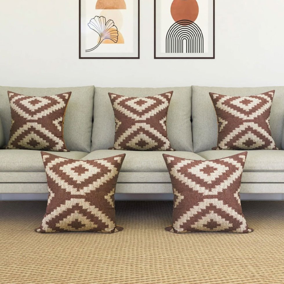 Brown diamond kilim pillows