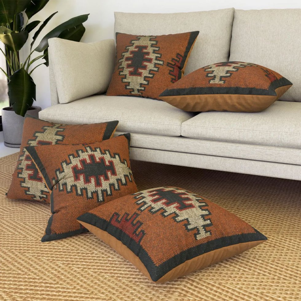 Brown ornate kilim pillows