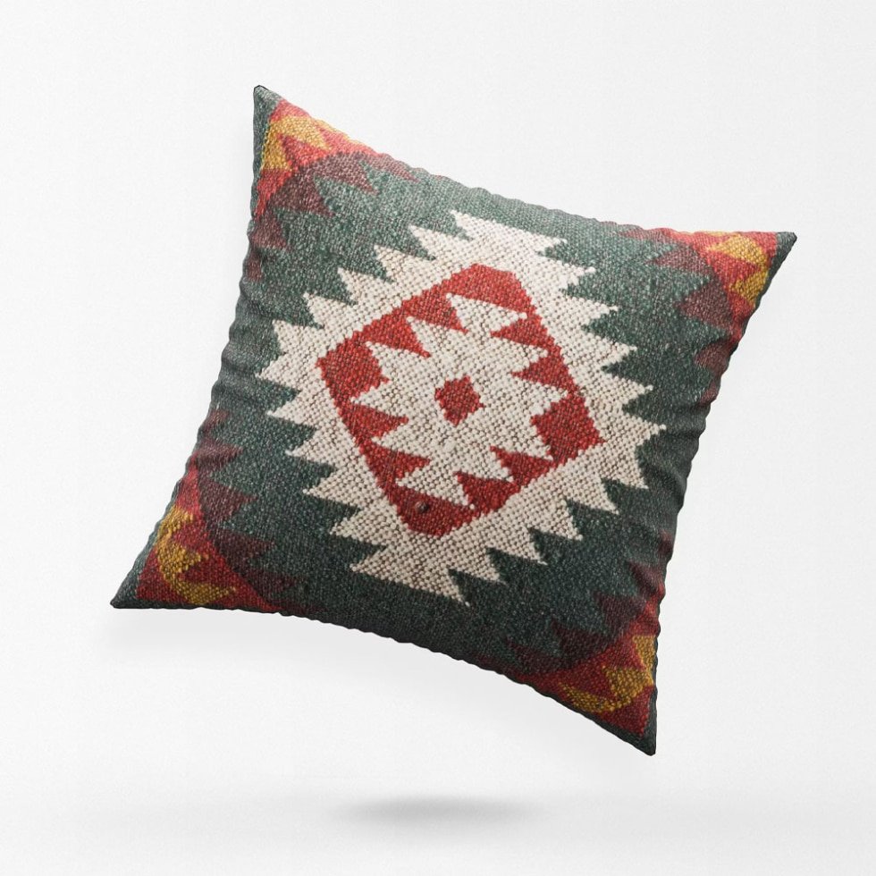 Green ornate kilim pillows