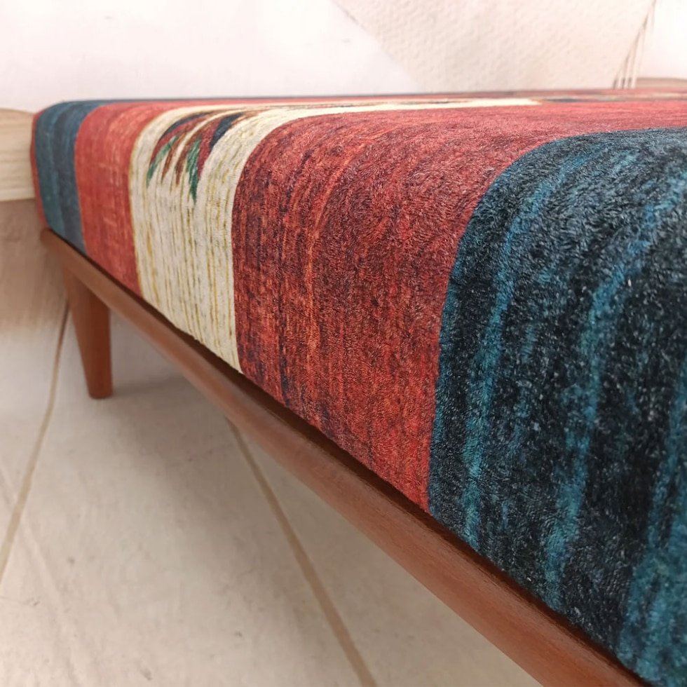 Printed Turkish kilim ottoman coffee table