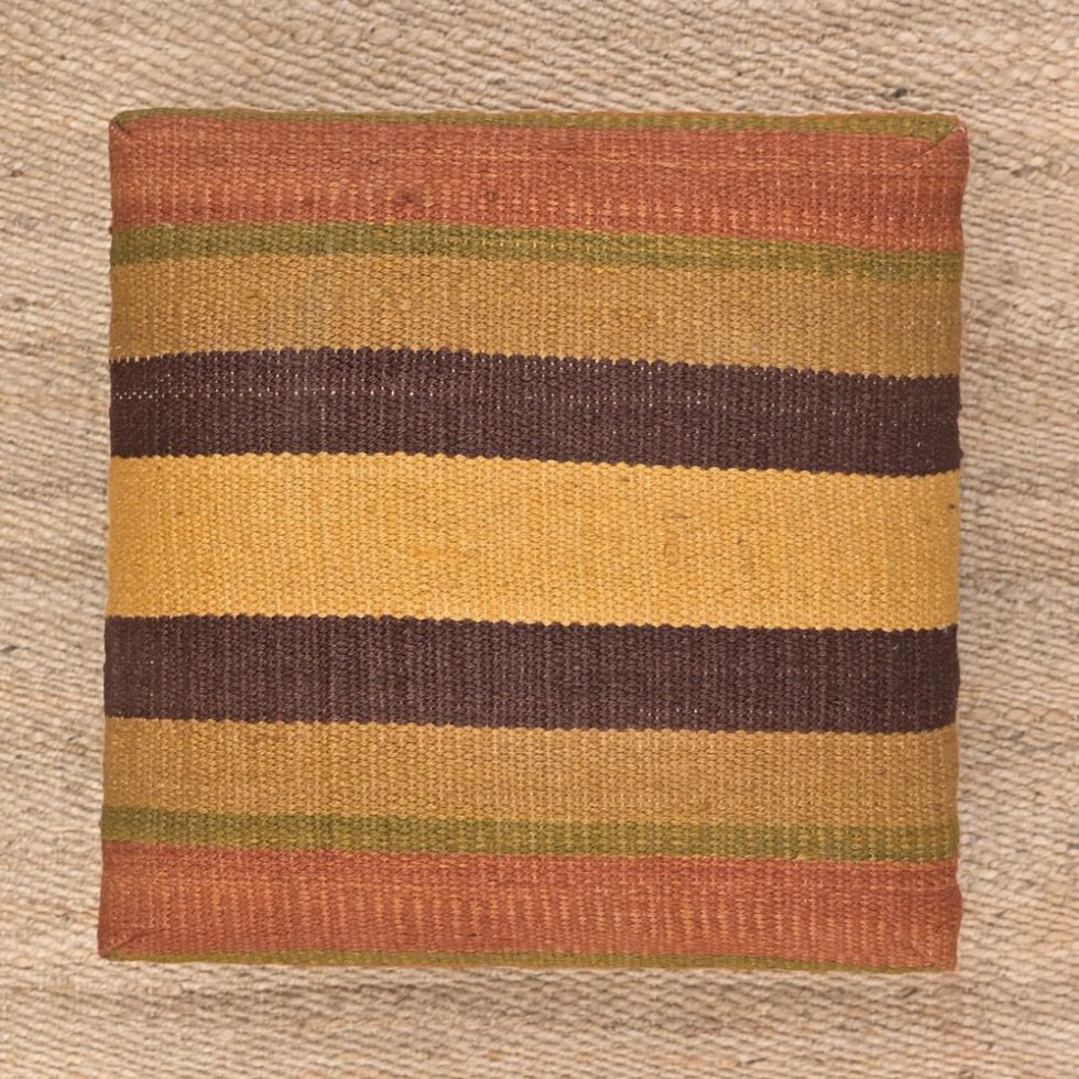 Small striped kilim footstool ottoman