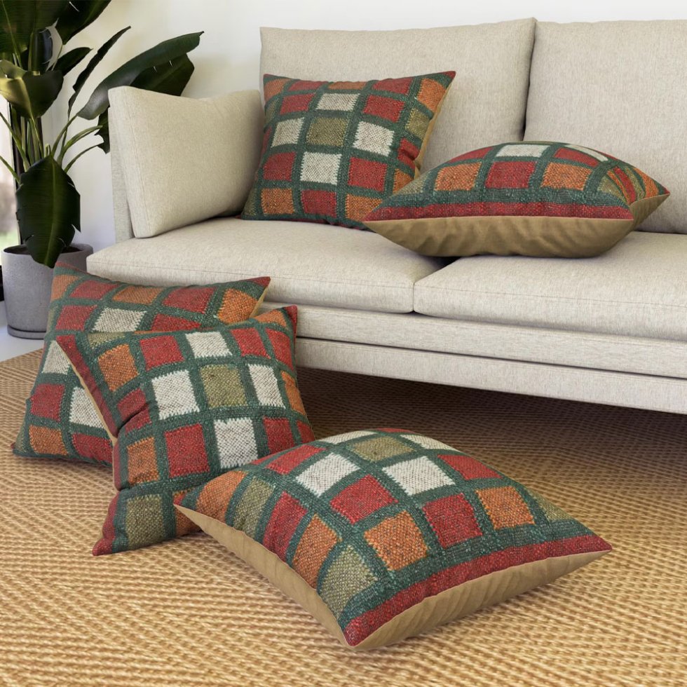 Square pattern kilim pillows