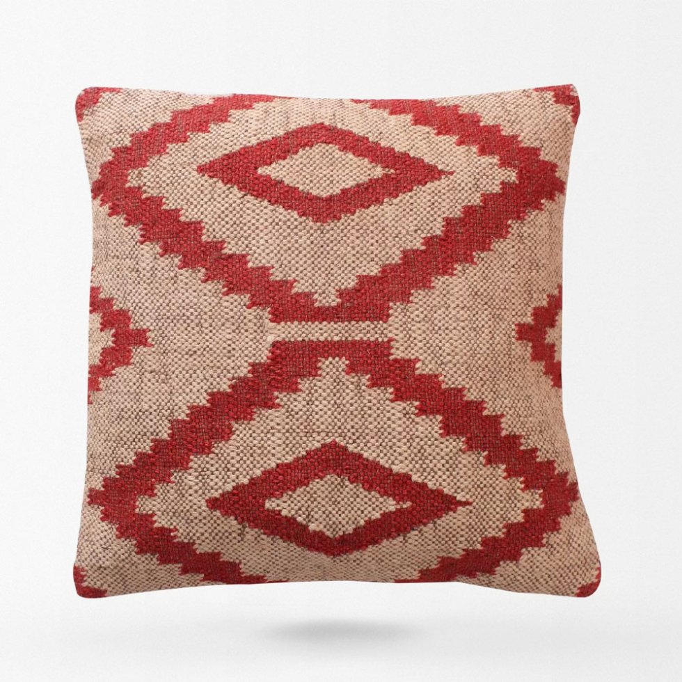 White and red diamond kilim pillows