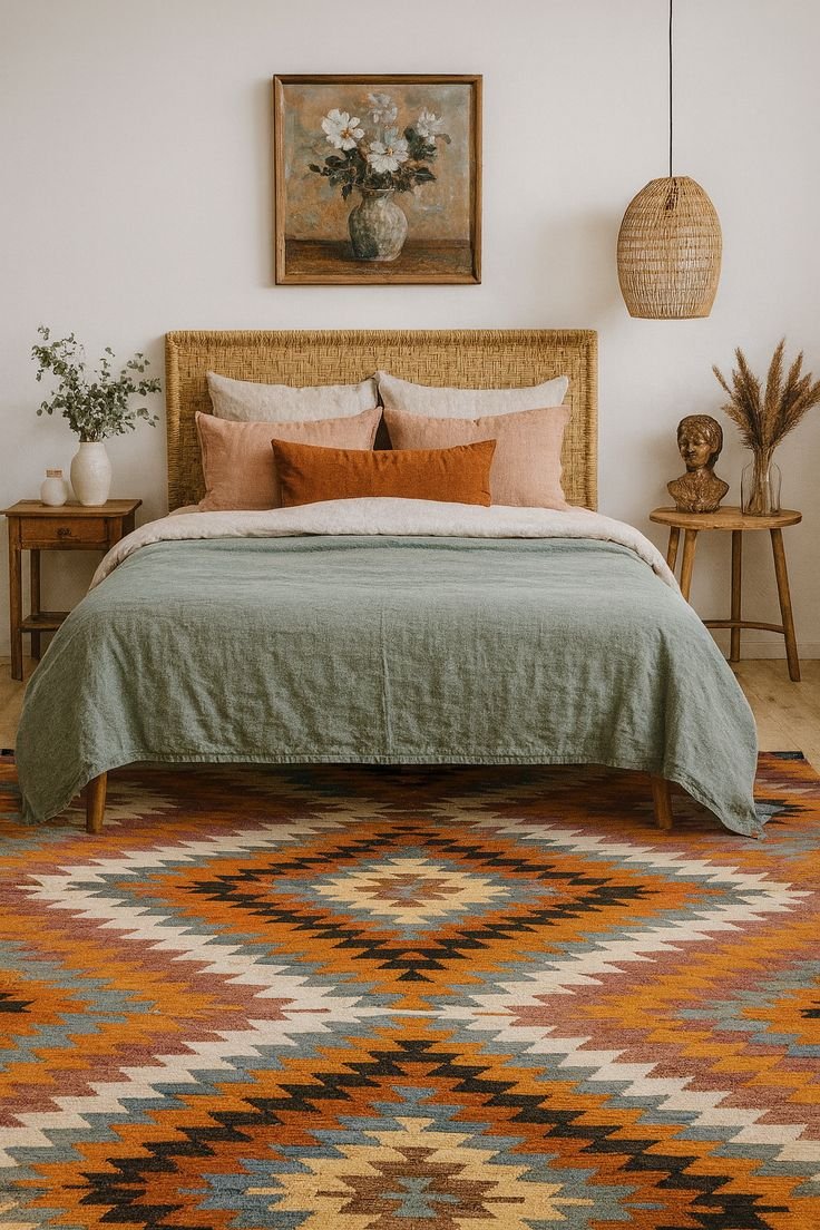 ¿Qué tamaño de alfombra Kilim necesito? Una guía de tamaños habitación por habitación.